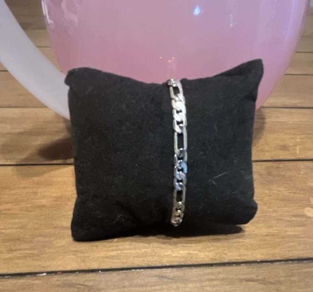Sterling Silver Figaro Link Bracelet with Lobster Clasp